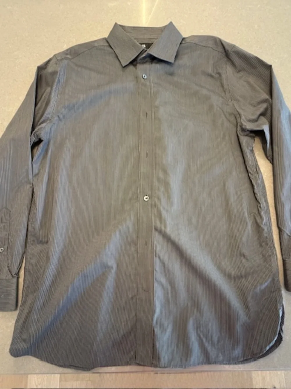 Banana Republic Men Large Standard Fit Cotton Dark Gray & White Check Shirt EUC